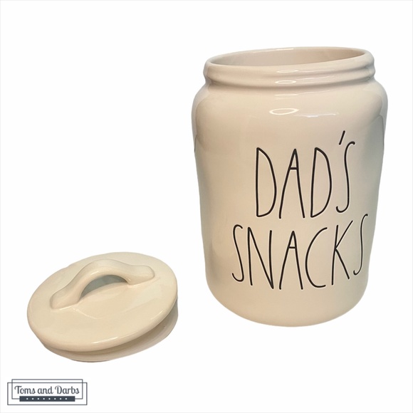 Rae Dunn DAD’S SNACKS Ceramic White Treat Canister - Picture 4 of 6